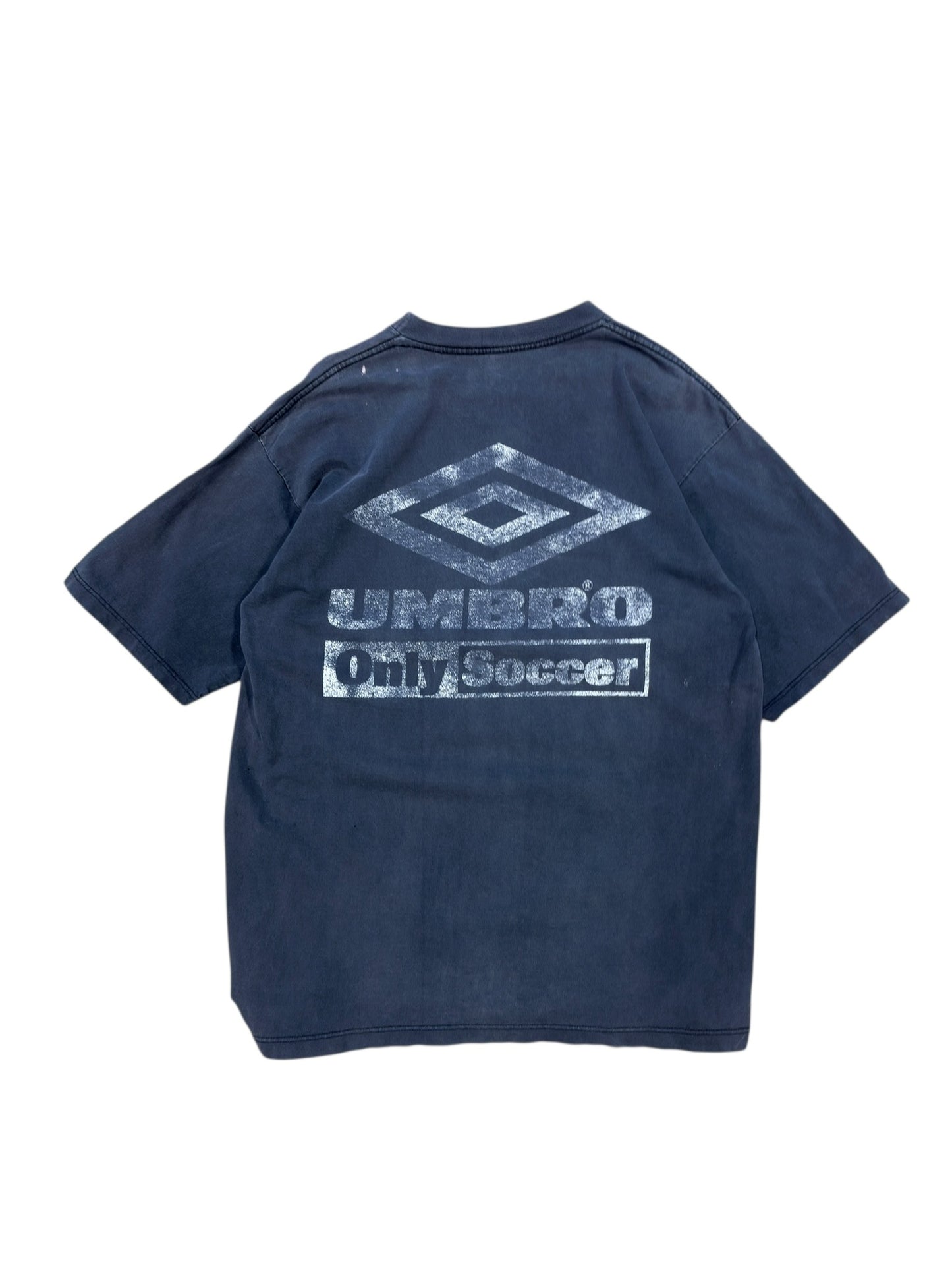 00s Umbro Soccer Faded Black Tee Sz L