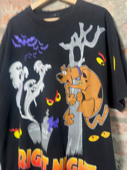 90s Scooby Doo Fright Night AOP T-Shirt Sz XL