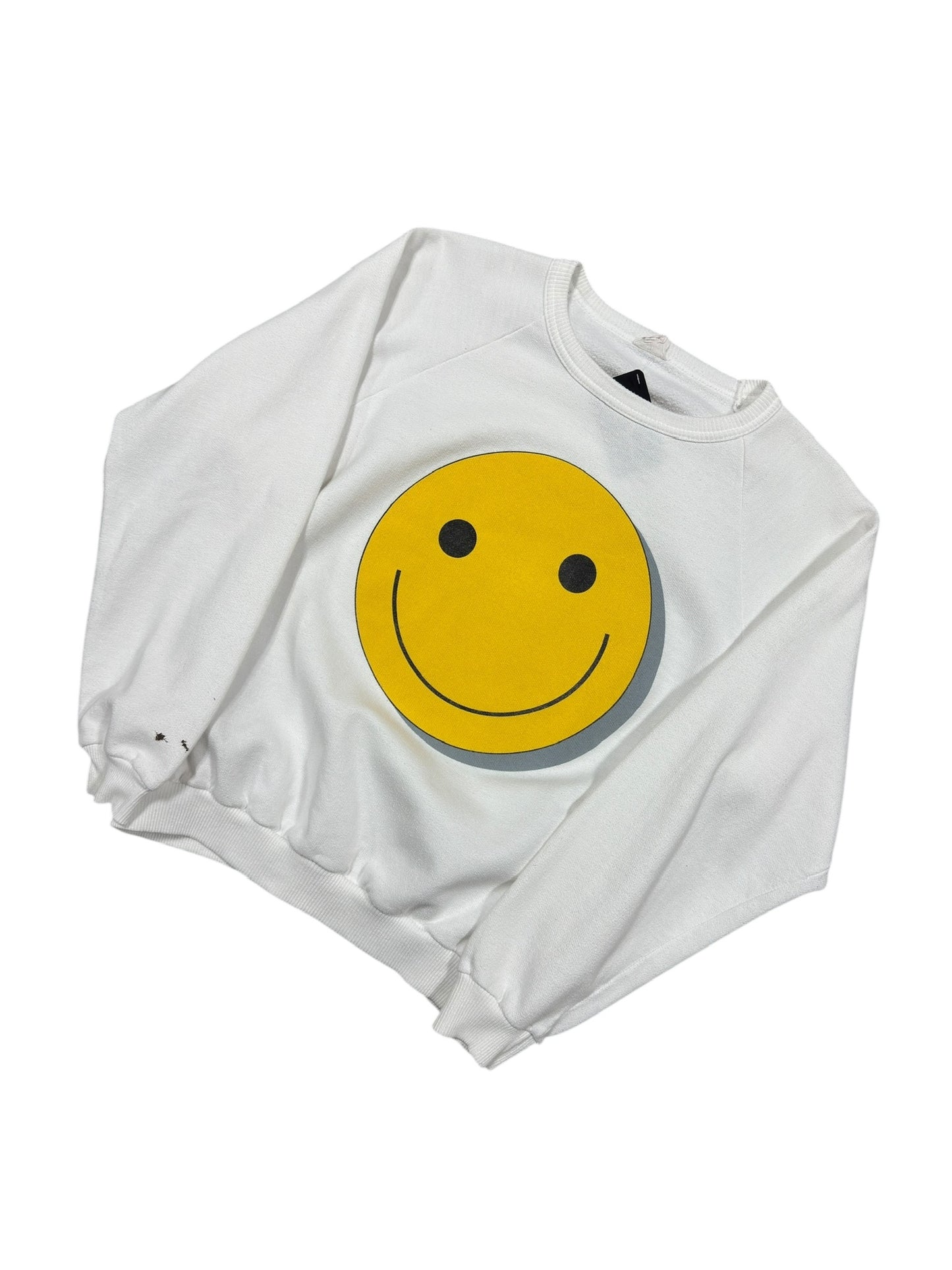90s Smiley Face Crewneck White Sz L
