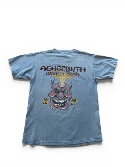 (L) Vintage 1997 Aerosmith Nine Lives Distressed Tour Tee