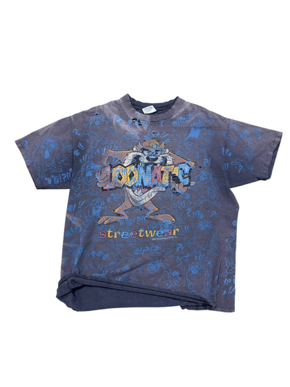 90s Loonatic Taz AOP Thrashed Tee Sz XL