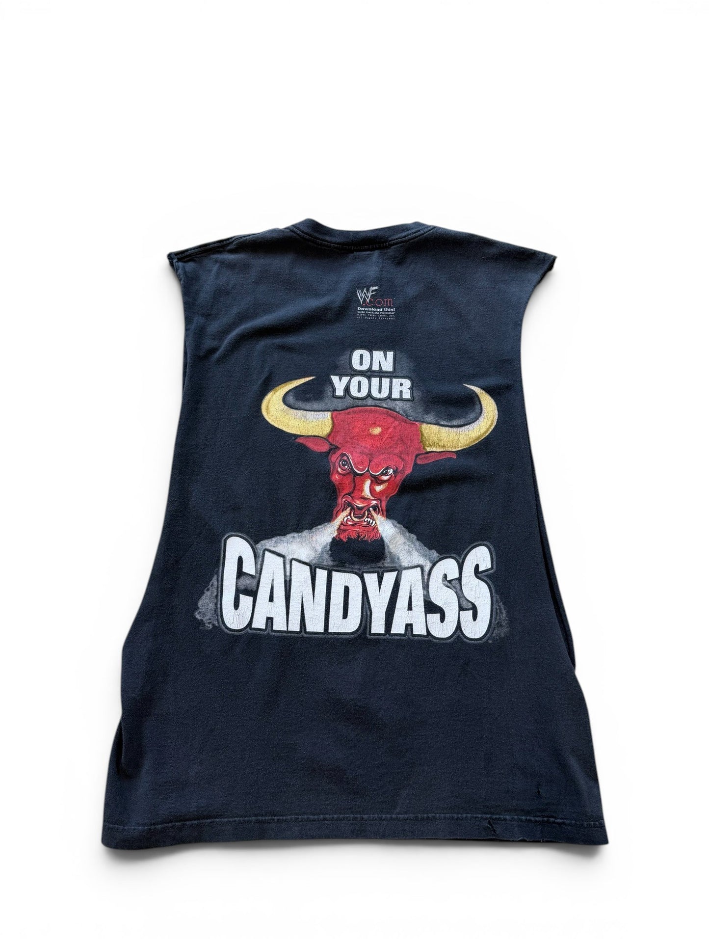(L) Vintage 1998 WWF The Rock Candyass Cutoff Tee