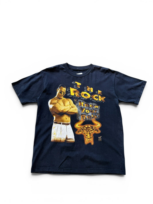 (L) Vintage 1998 WWF The Rock Know Your Role T-Shirt