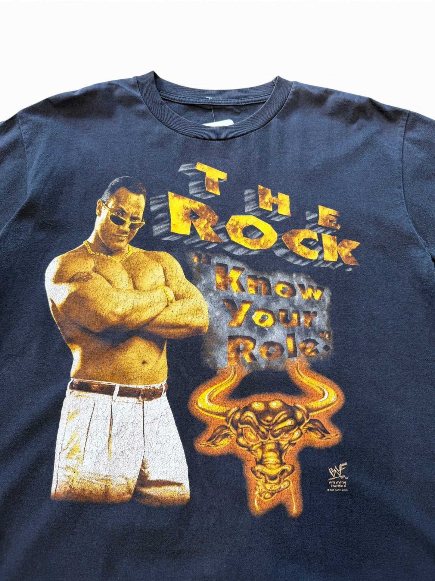 (L) Vintage 1998 WWF The Rock Know Your Role T-Shirt