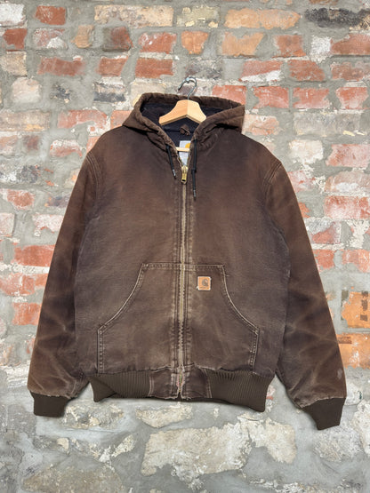 90s Carhartt Brown Hooded Jacket Sz S