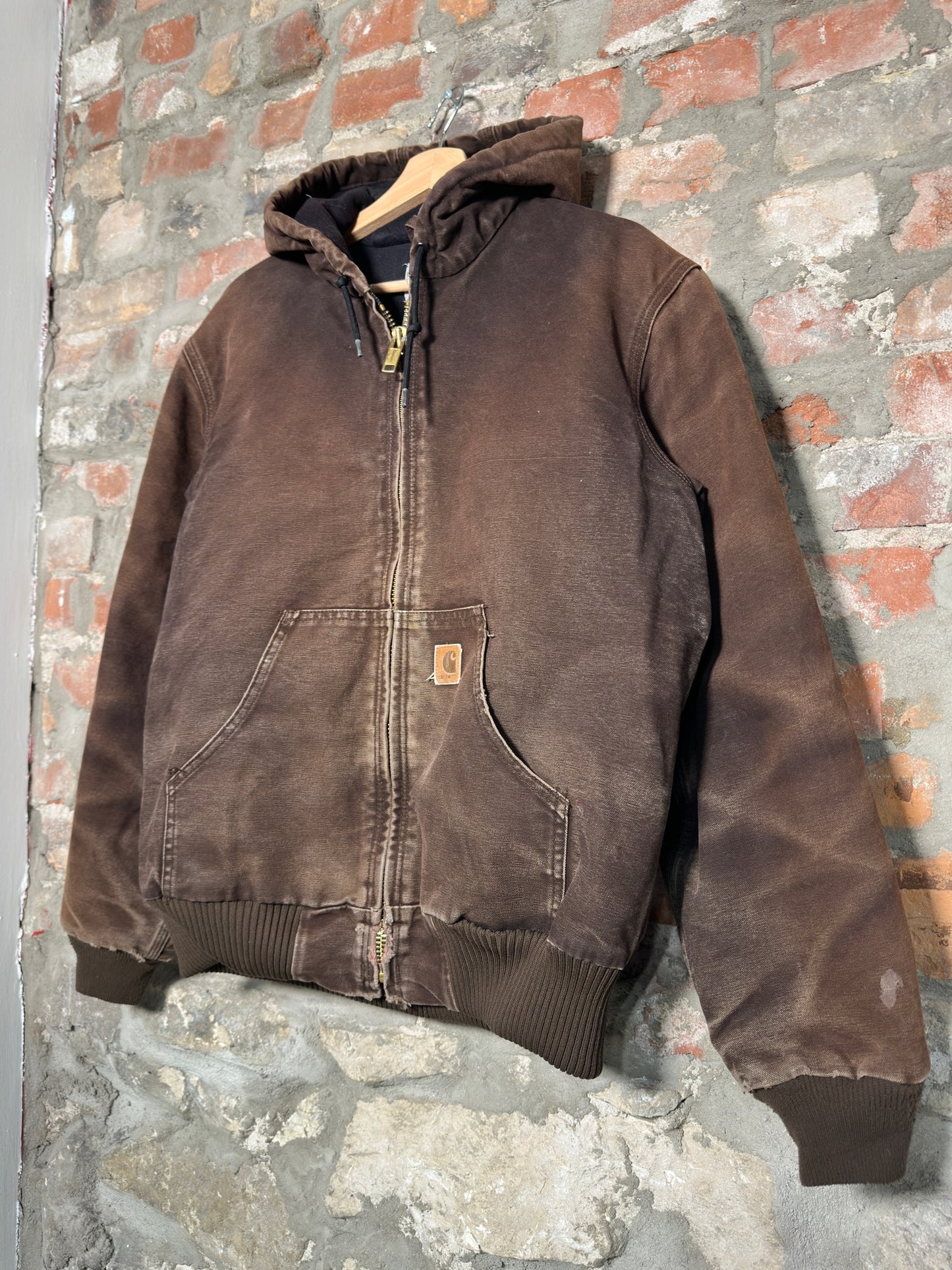 90s Carhartt Brown Hooded Jacket Sz S