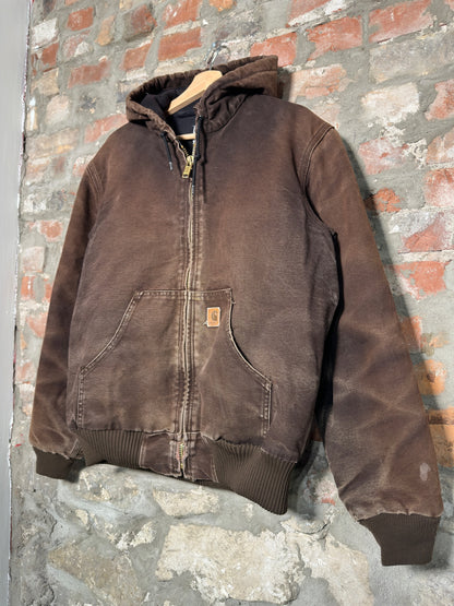 90s Carhartt Brown Hooded Jacket Sz S