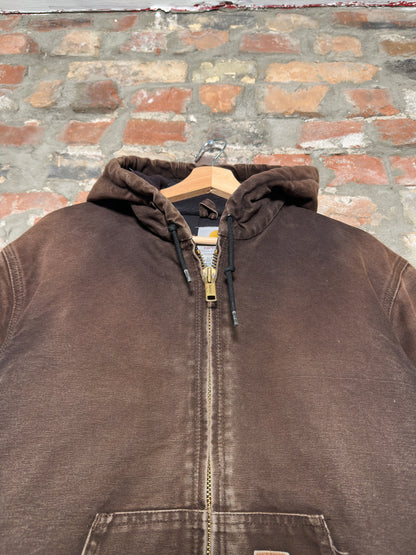 90s Carhartt Brown Hooded Jacket Sz S