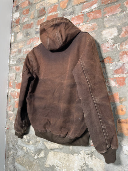 90s Carhartt Brown Hooded Jacket Sz S