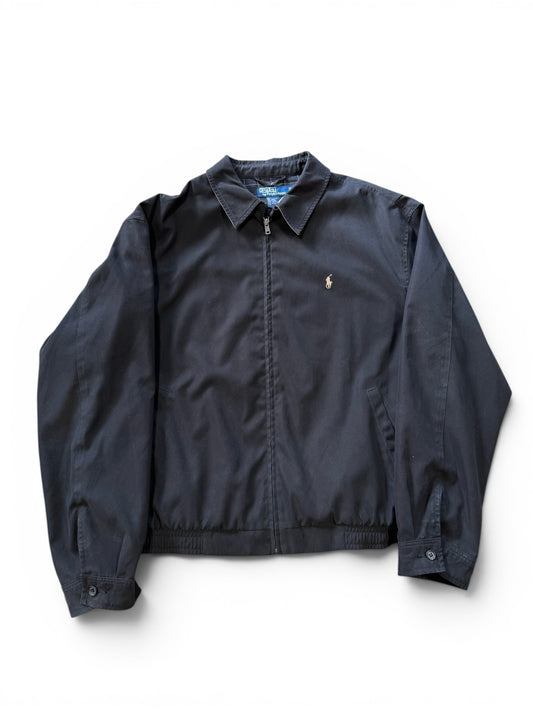 (XL) Vintage 90s Ralph Lauren Polo Black Lined Harrington Jacket
