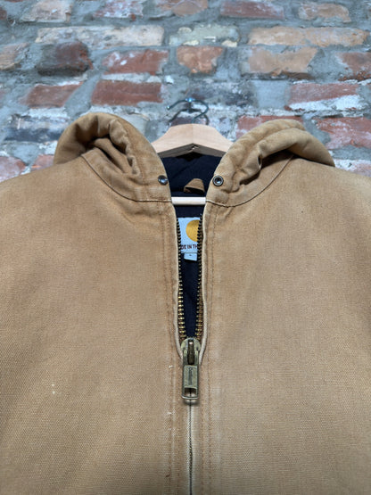 Vtg Carhartt Tan Hooded Jacket Sz L