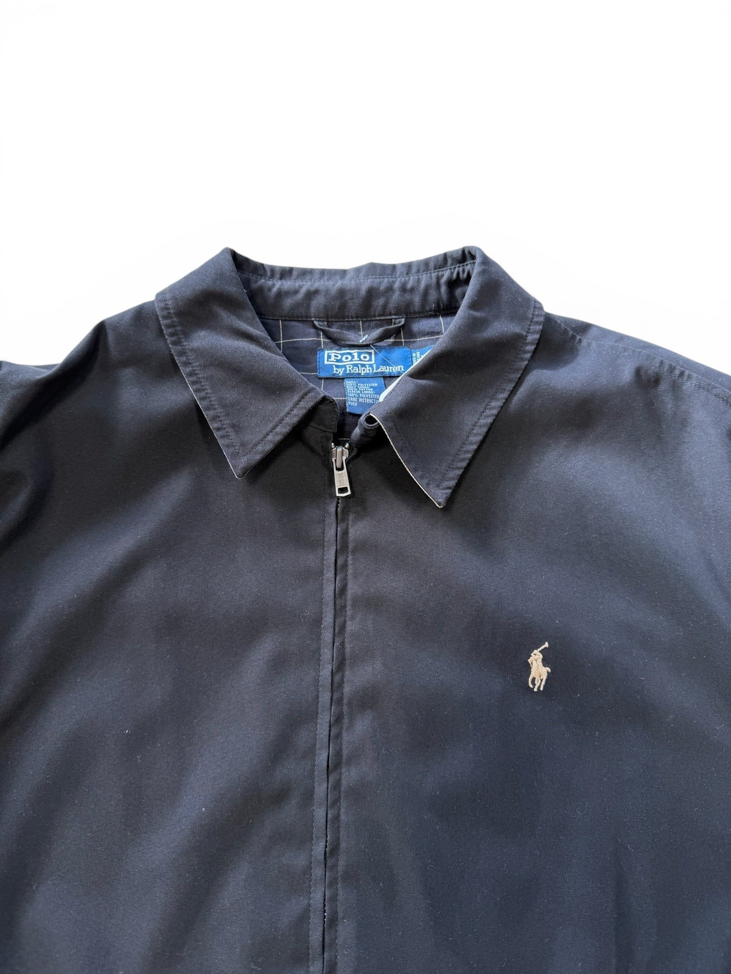 (XL) Vintage 90s Ralph Lauren Polo Black Lined Harrington Jacket