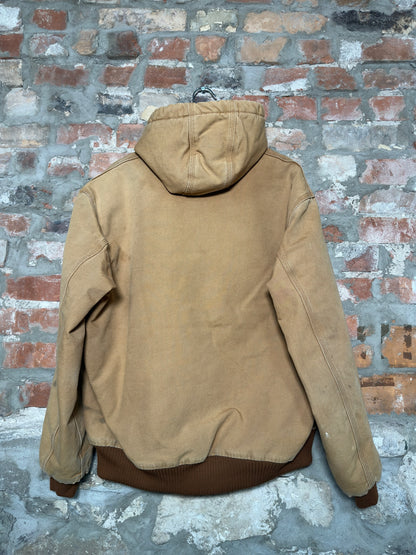 Vtg Carhartt Tan Hooded Jacket Sz L