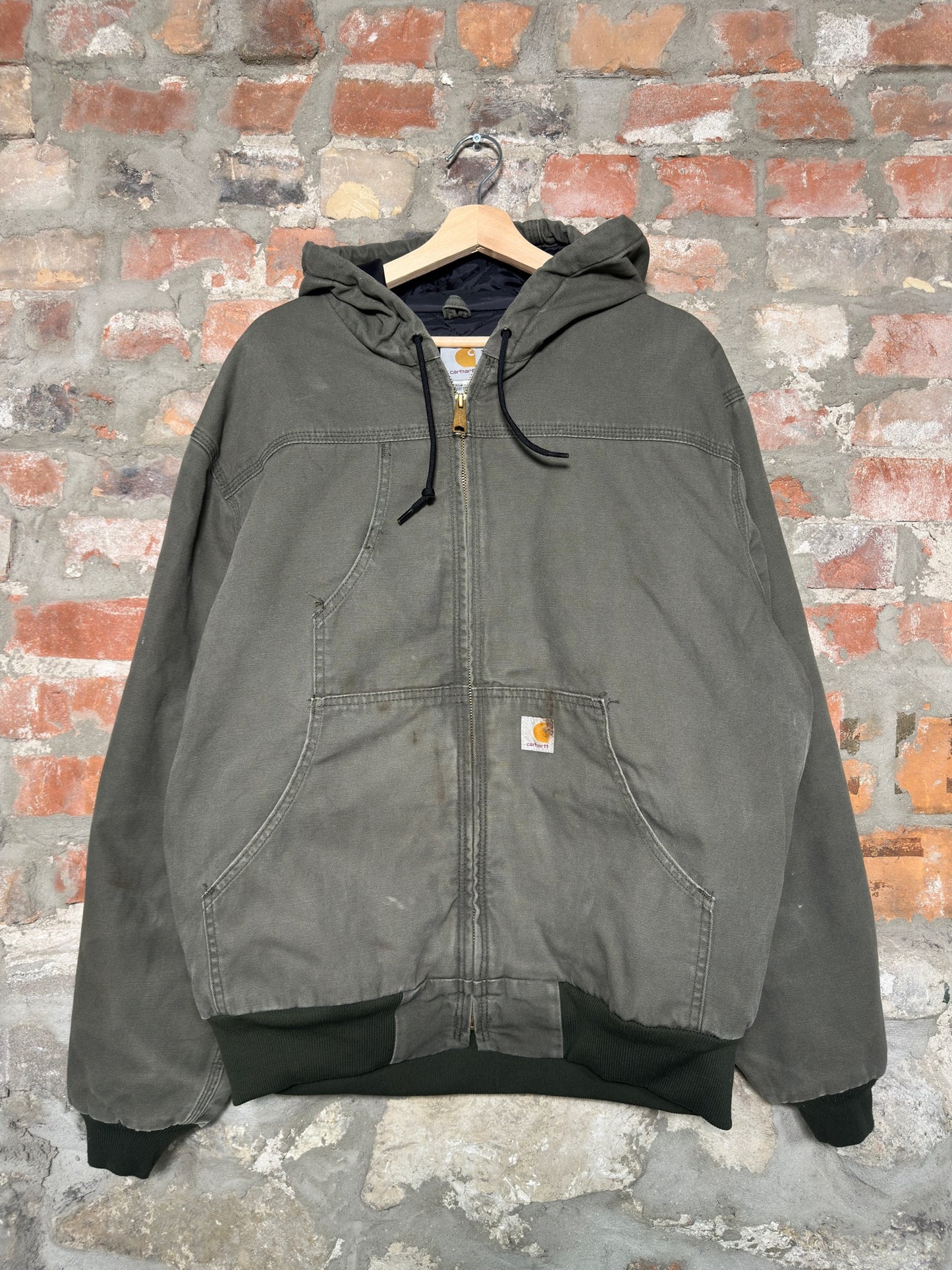 90s Carhartt Green Hooded Jacket Sz L