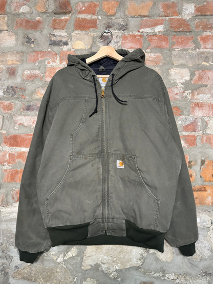 90s Carhartt Green Hooded Jacket Sz L