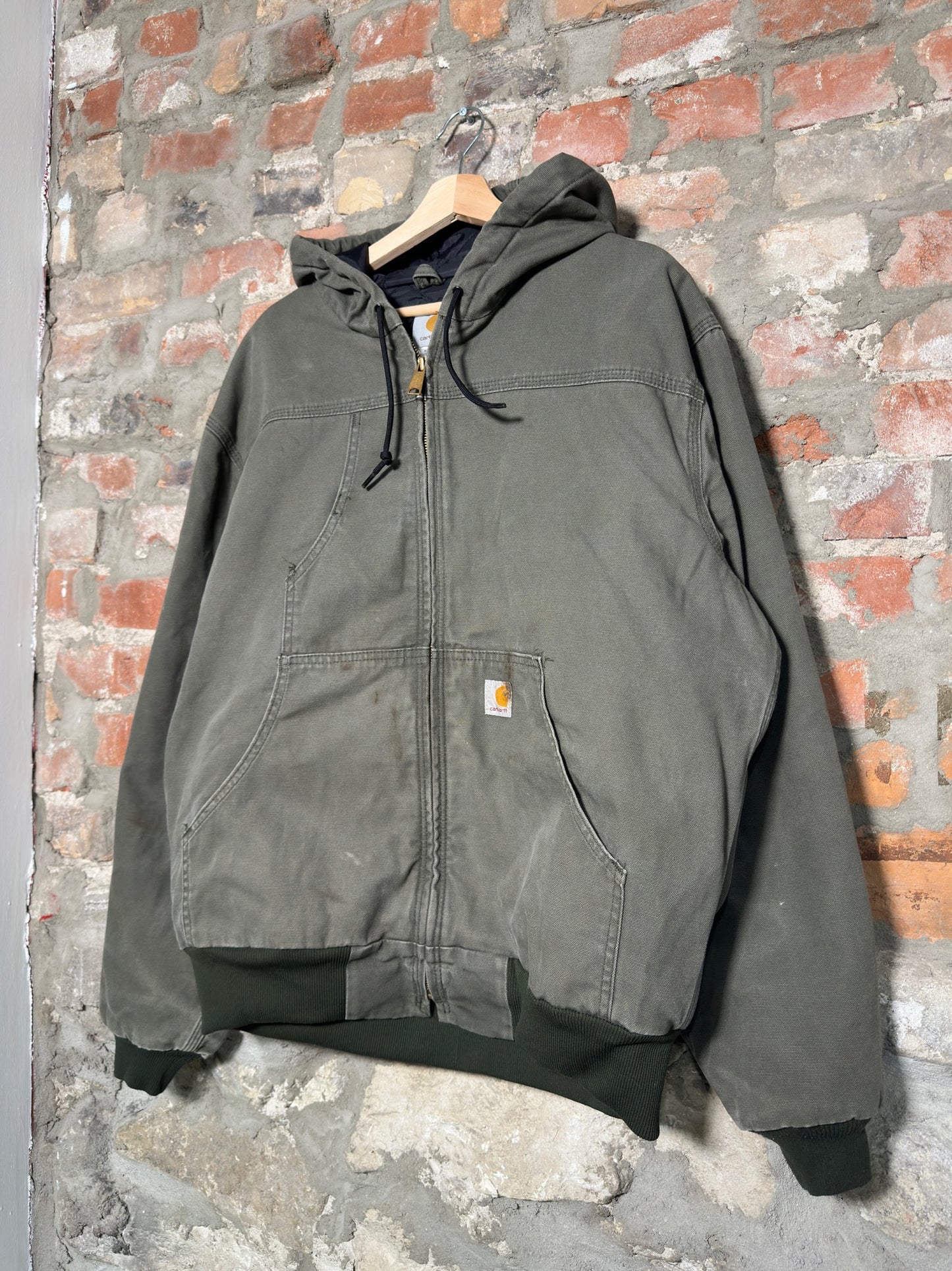 90s Carhartt Green Hooded Jacket Sz L