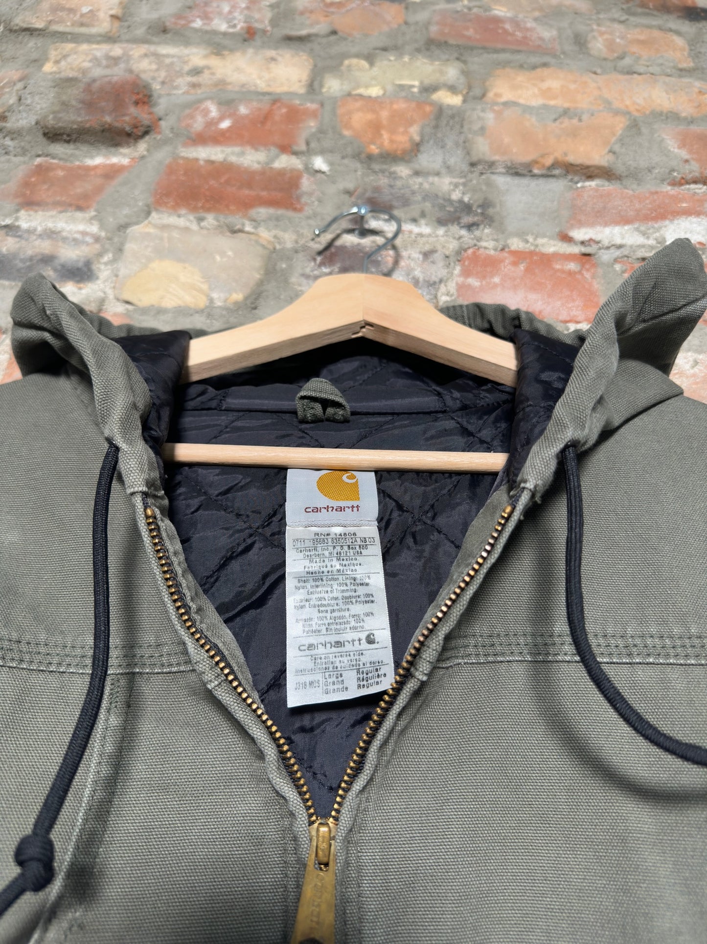 90s Carhartt Green Hooded Jacket Sz L