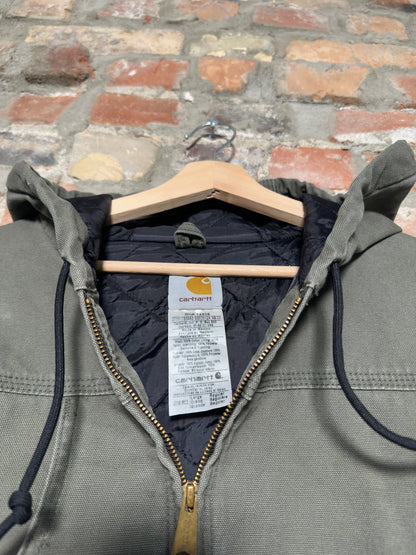 90s Carhartt Green Hooded Jacket Sz L