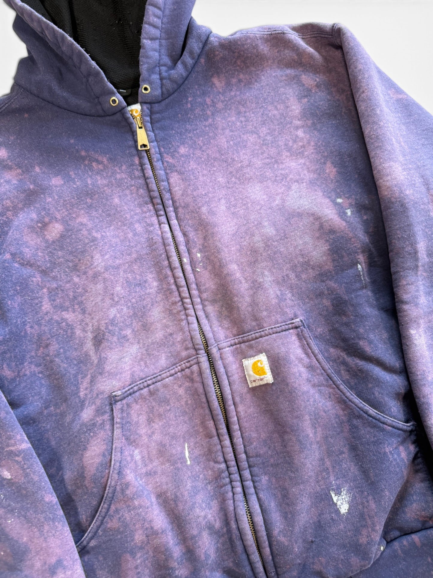 (L) Vintage 2000s Carhartt Bleach Stained Zip-Up Hoodie