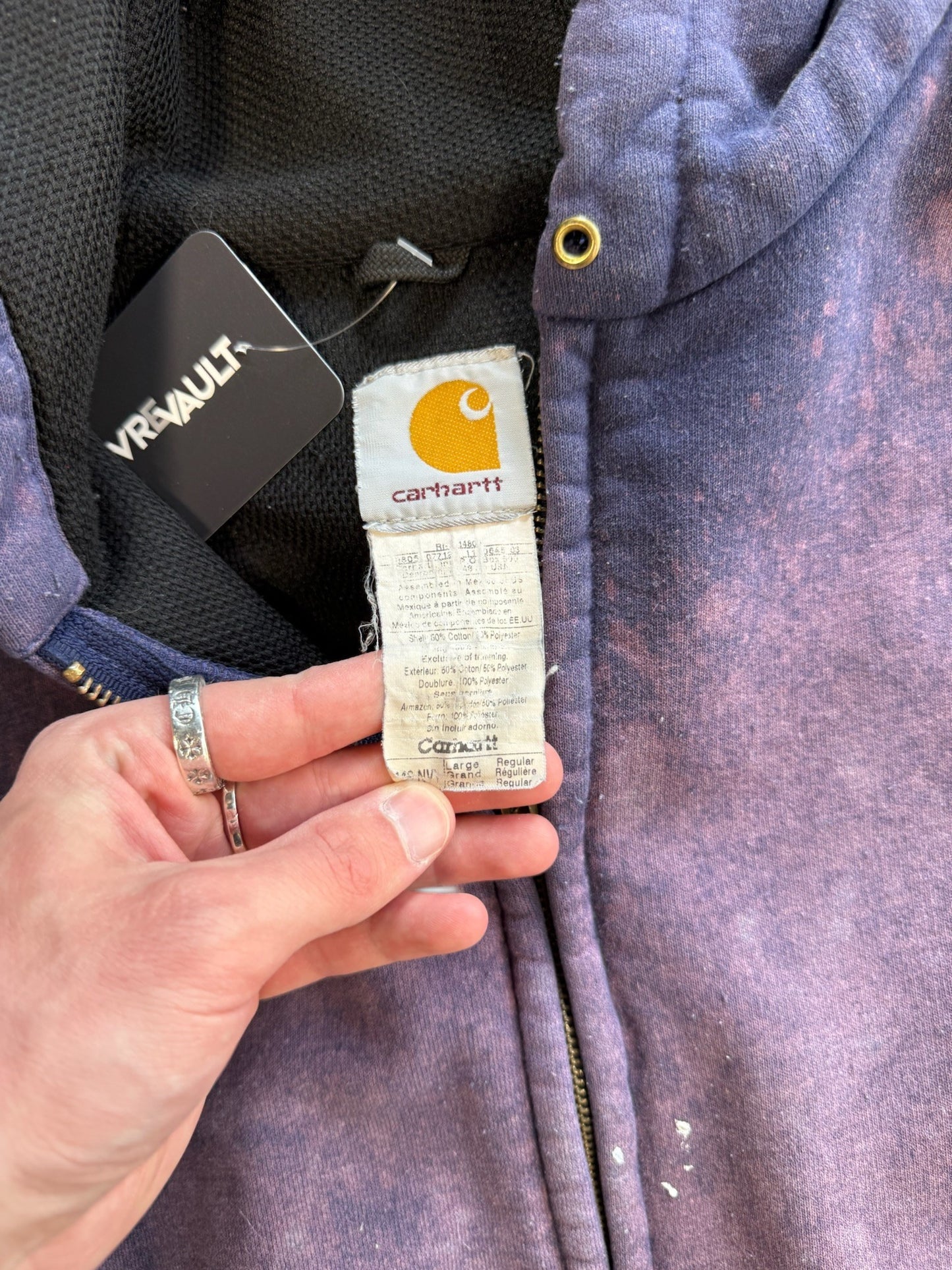 (L) Vintage 2000s Carhartt Bleach Stained Zip-Up Hoodie
