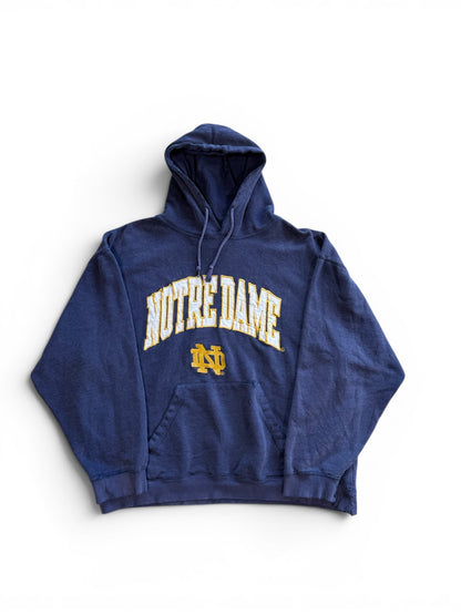 (XL) Vintage 90s Notre Dame Distressed Navy Hoodie