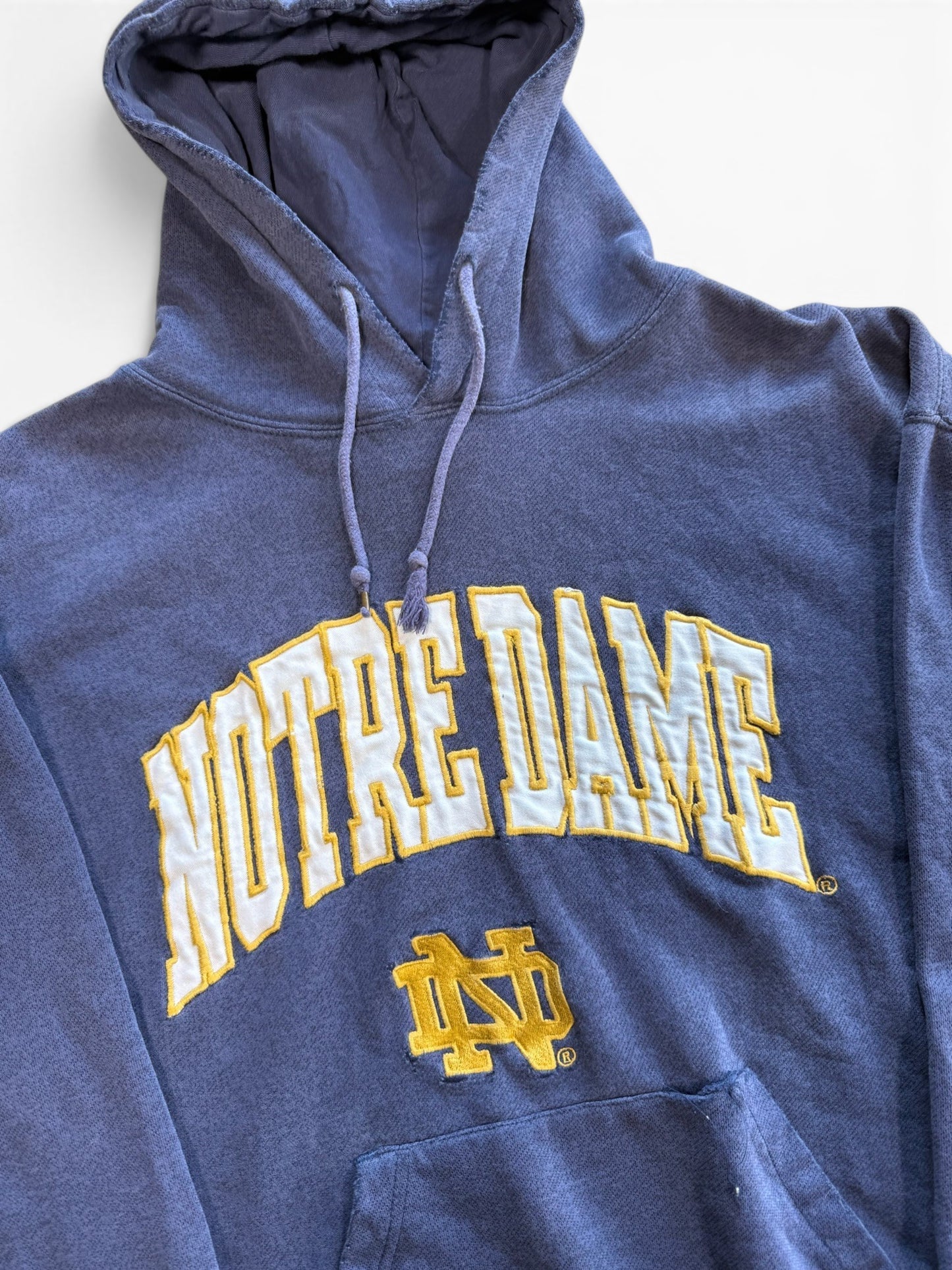 (XL) Vintage 90s Notre Dame Distressed Navy Hoodie