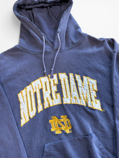 (XL) Vintage 90s Notre Dame Distressed Navy Hoodie