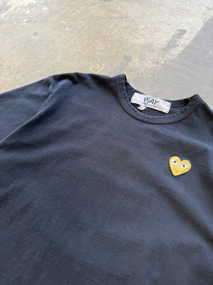 (XXL) CDG Gold Heart Black T-Shirt