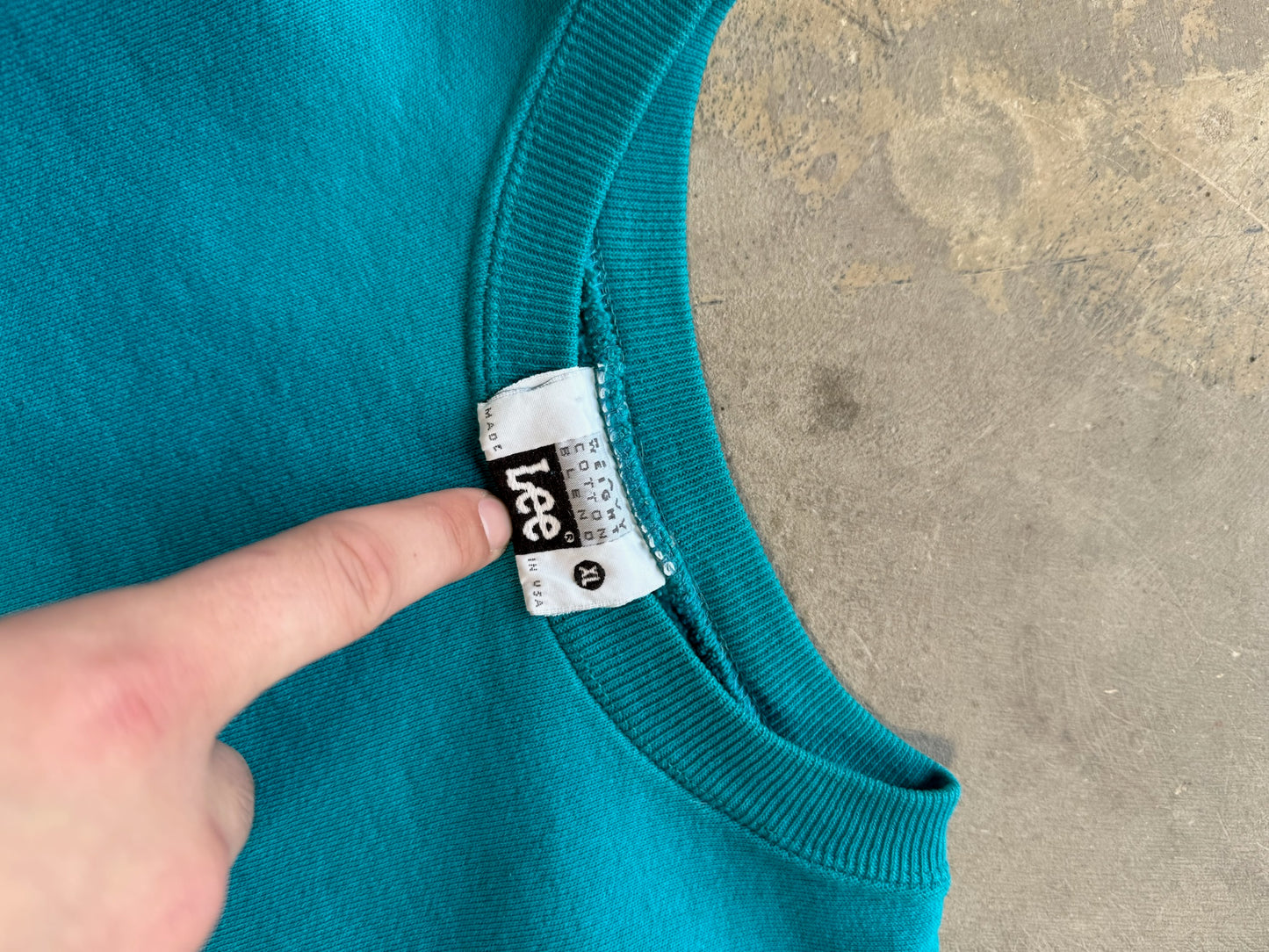 (XL) Vtg Lee Heavyweight Teal Blank Crewneck