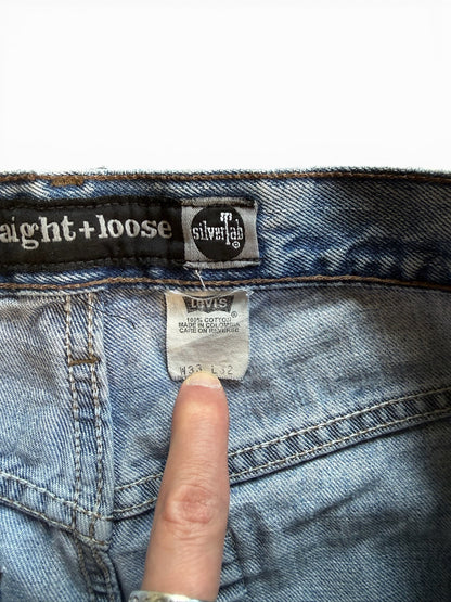 (33W) Vintage 90s Levi's Silvertab Straight & Loose Patched Knee Jeans