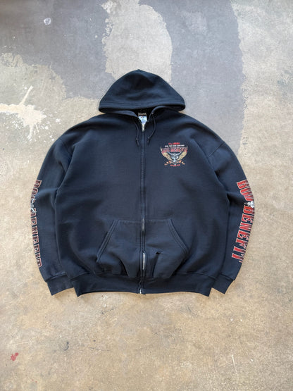 (XXL) 00s Jeff Benefit Biker Zip-Up Hoodie