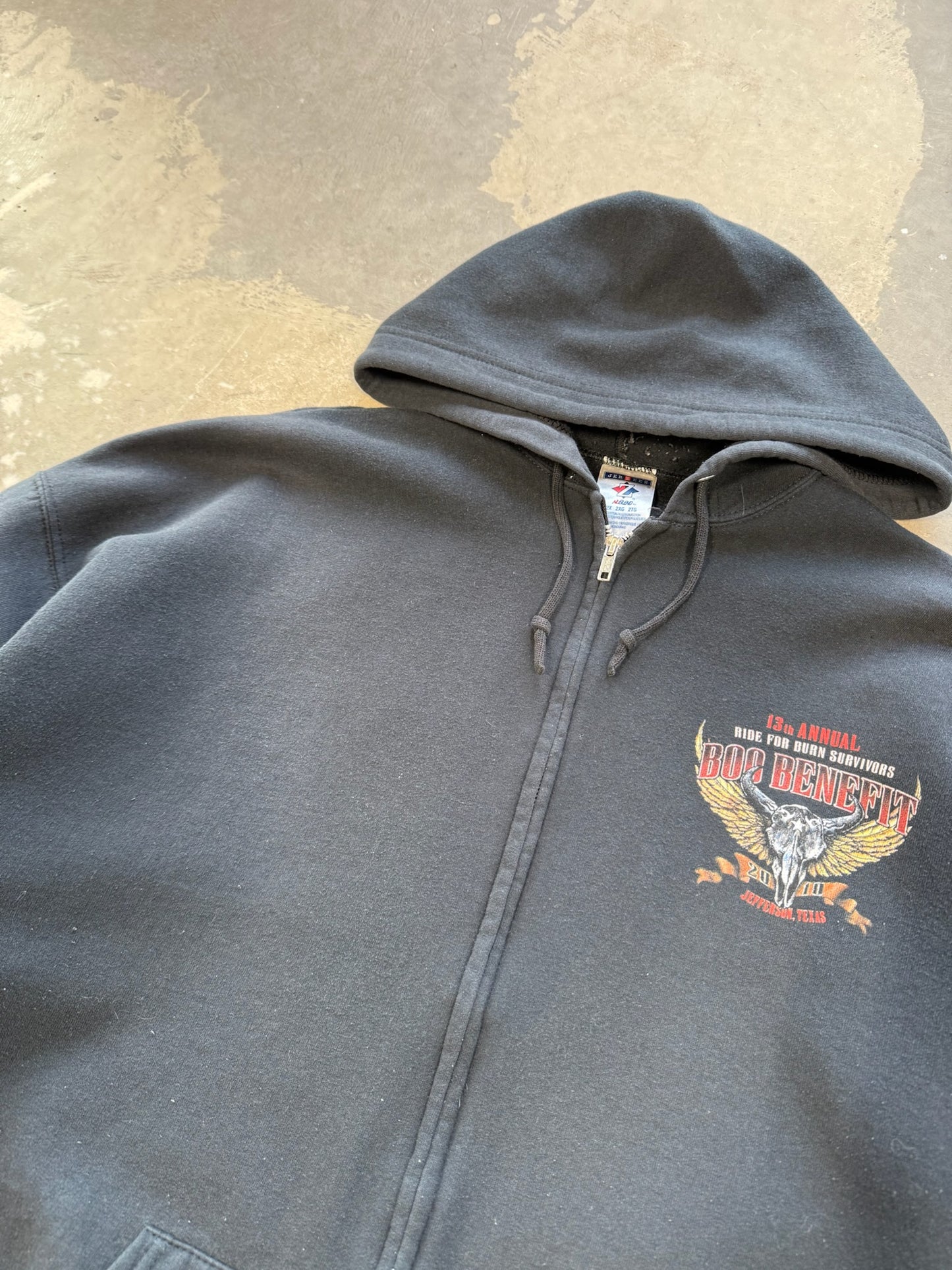 (XXL) 00s Jeff Benefit Biker Zip-Up Hoodie