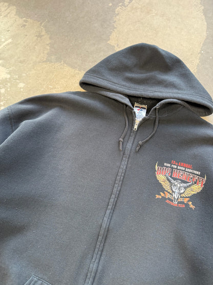 (XXL) 00s Jeff Benefit Biker Zip-Up Hoodie