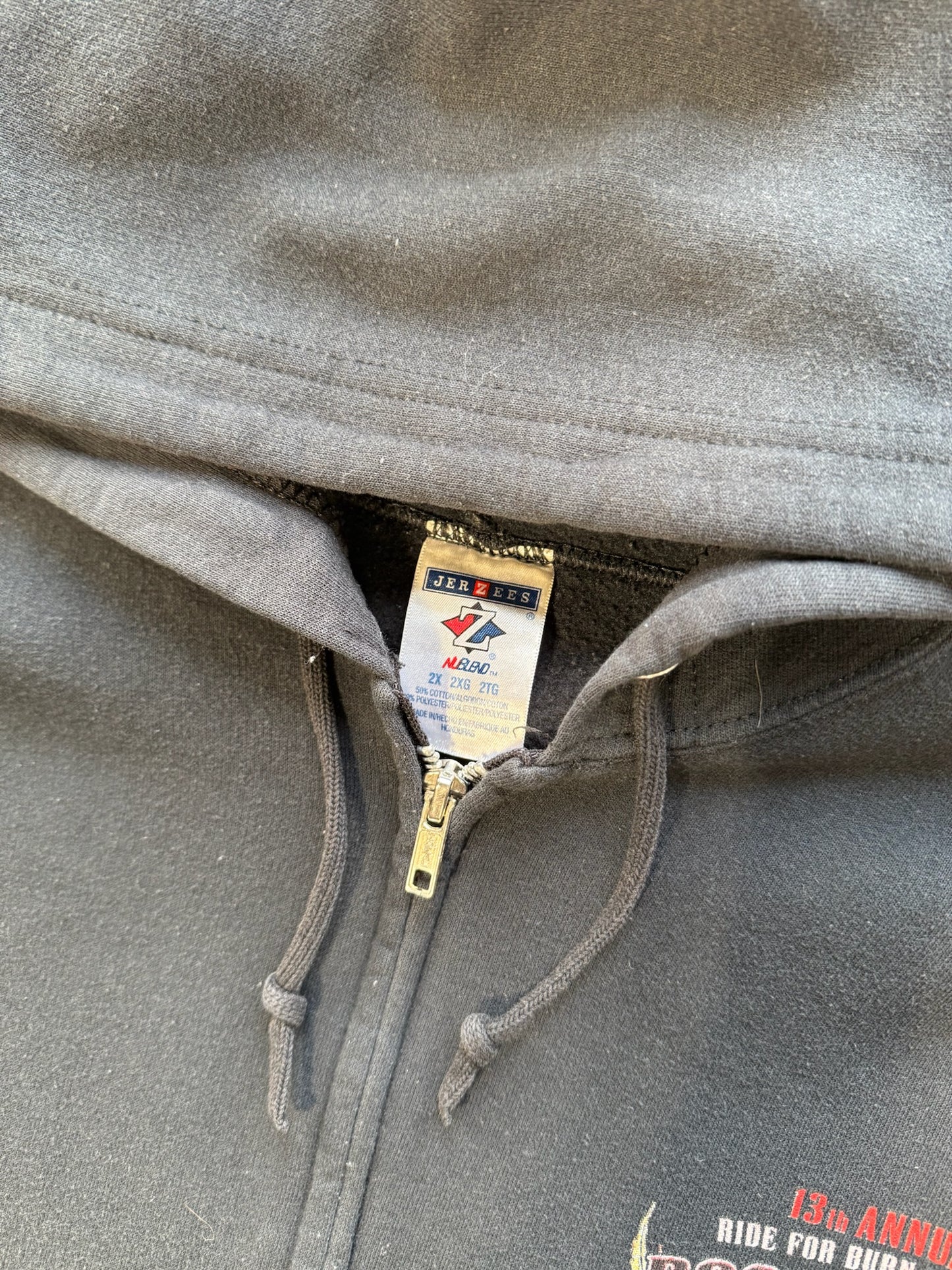 (XXL) 00s Jeff Benefit Biker Zip-Up Hoodie