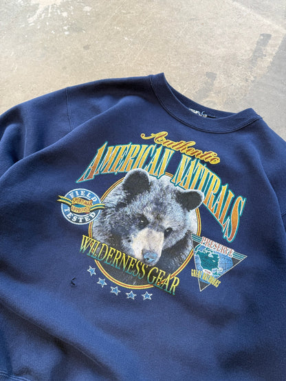 (M) Vtg American Naturals Bears Crewneck Navy