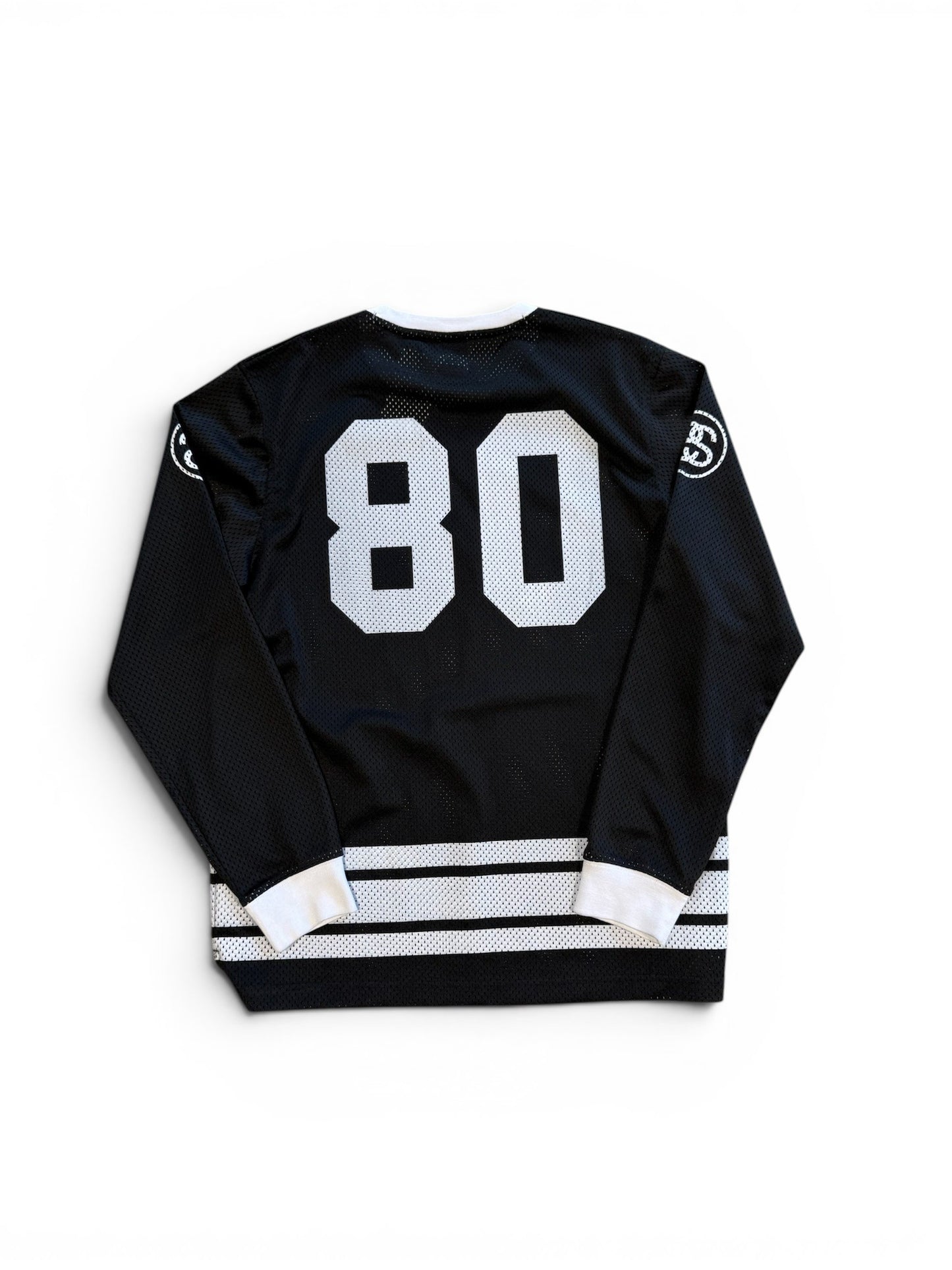 (L) Stussy Long Sleeve Black Mesh Jersey