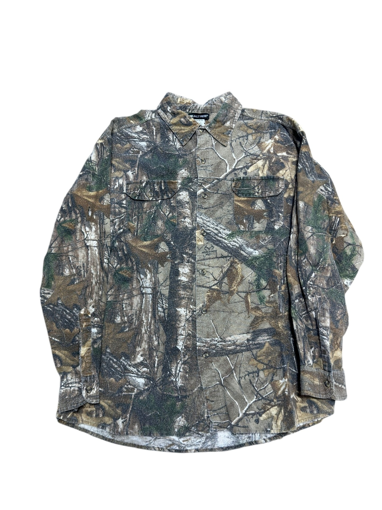 Vtg Real Tree Button-Up Camo Flannel Sz XL