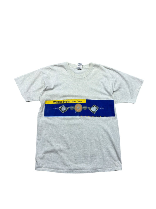 Vtg Western Digital Hard Drives Tee Grey Sz XL