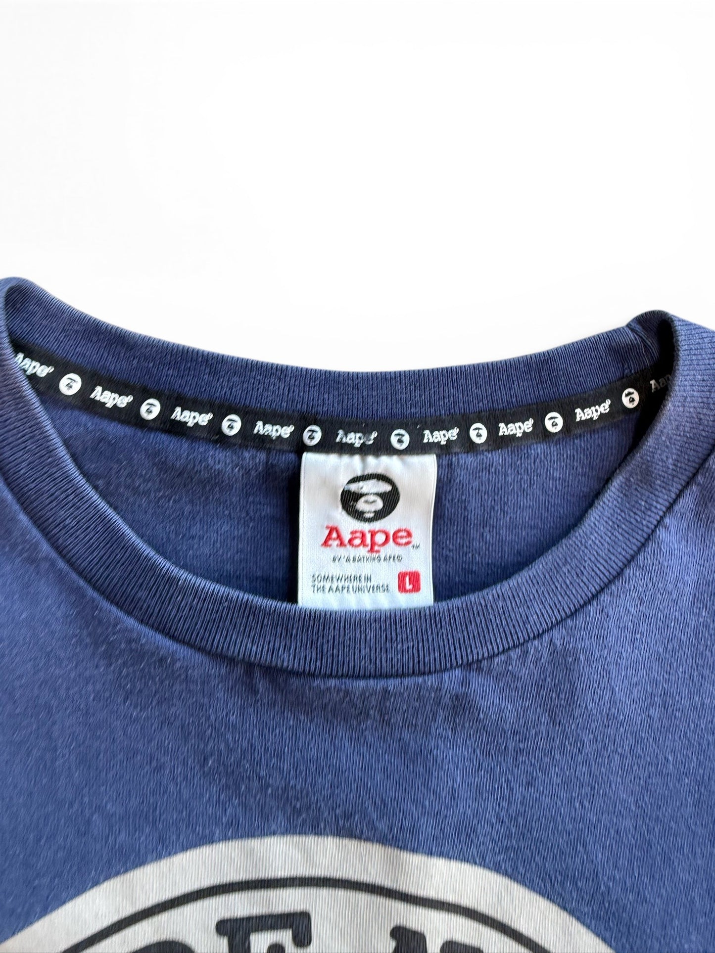 (L) Aape Now! Bape Navy T-Shirt