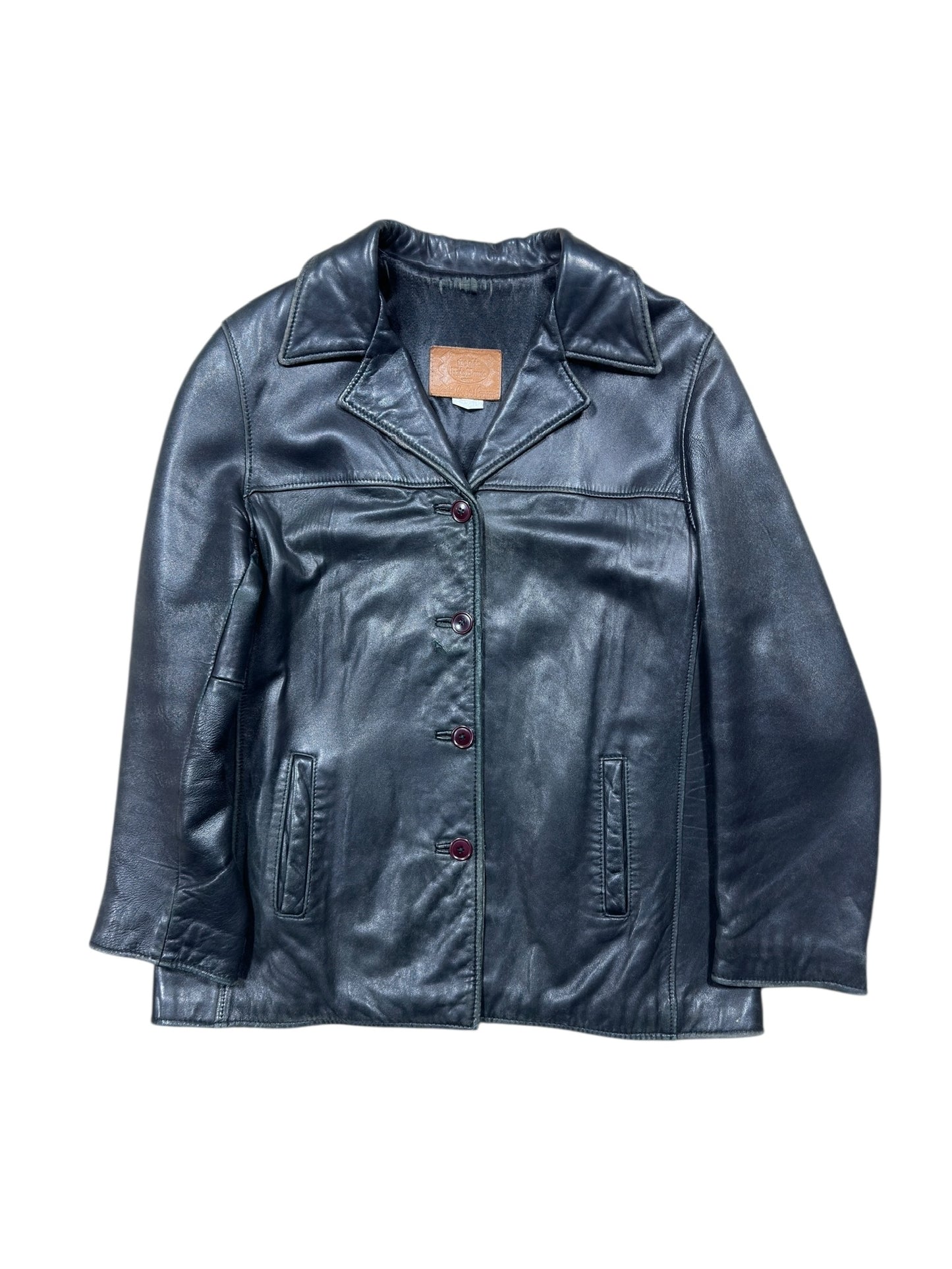 90s Hide House Leather Overcoat Sz L