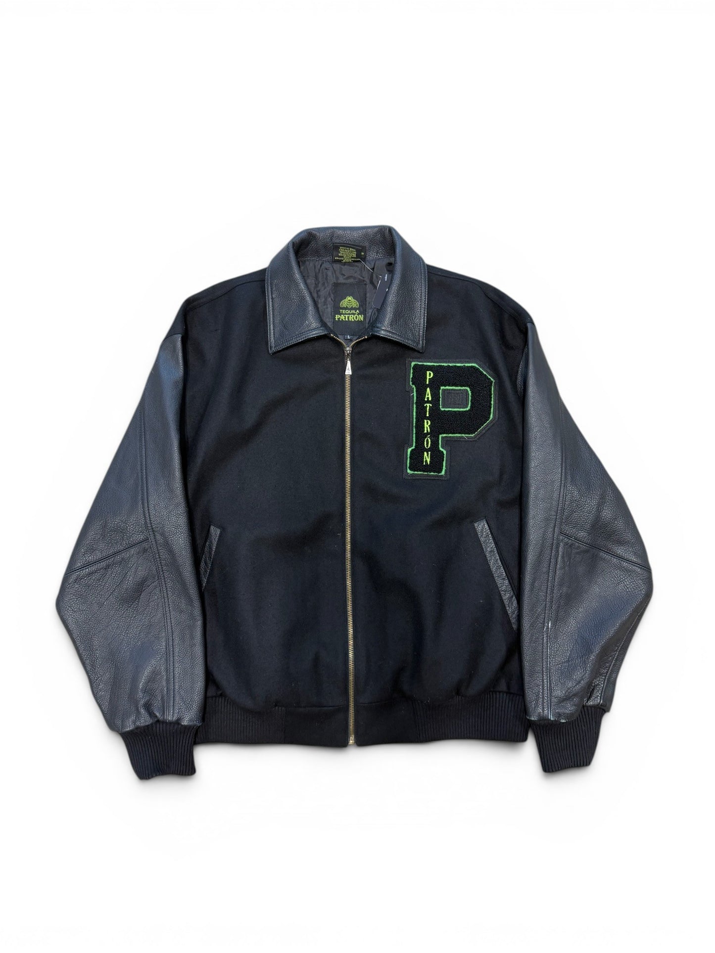 (L) Vintage Patron Tequila Leather Varsity Jacket
