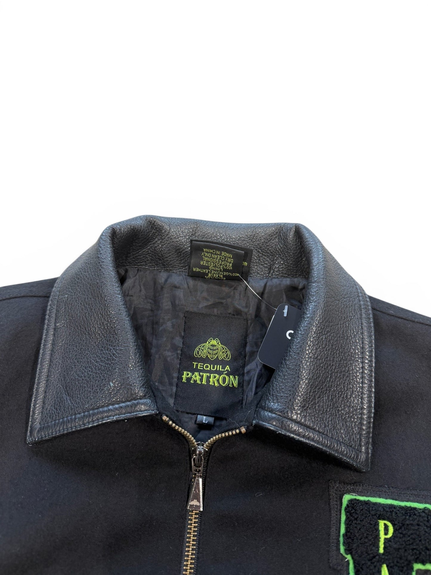(L) Vintage Patron Tequila Leather Varsity Jacket