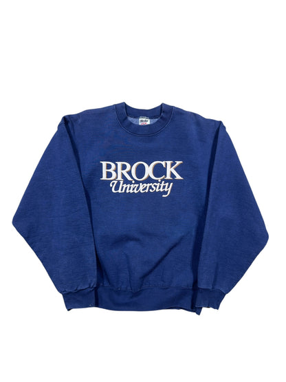 90s Brock University Navy Crewneck Sz L