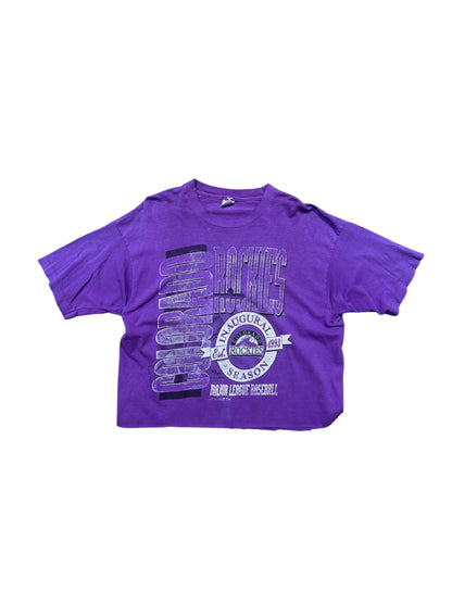 93" Colorado Rockies MLB Faded Purple Tee Sz XL