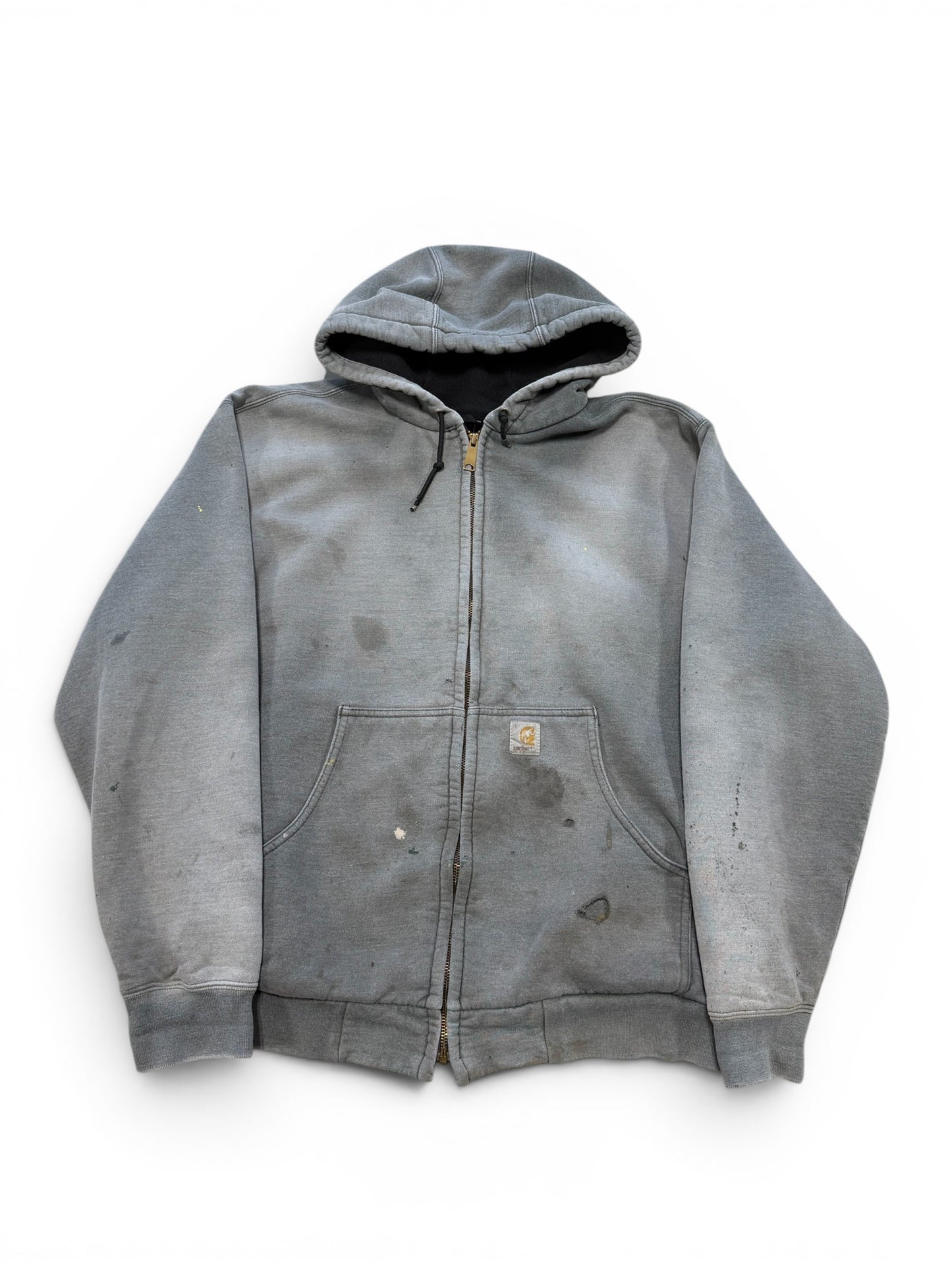 (L) Vintage 90s Carhartt Thrashed Grey Zip-Up Hoodie
