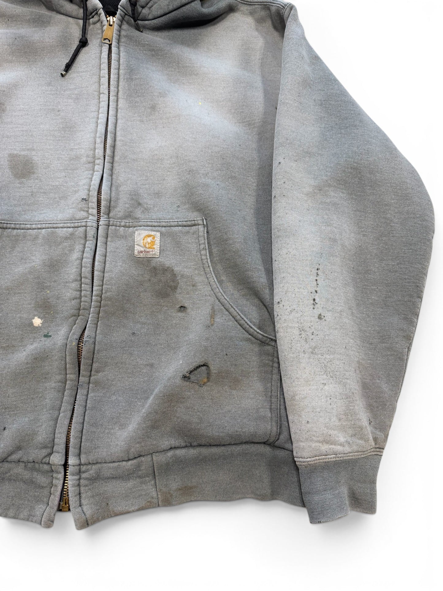 (L) Vintage 90s Carhartt Thrashed Grey Zip-Up Hoodie