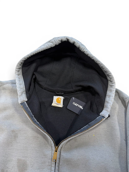(L) Vintage 90s Carhartt Thrashed Grey Zip-Up Hoodie