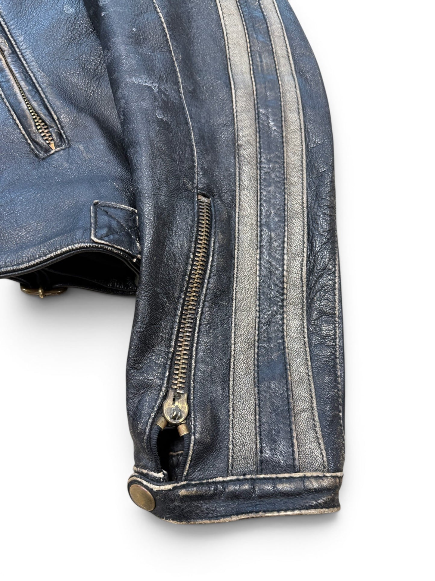 (L) Vintage Black Rain "Sex Drugs Rock & Roll" Leather Jacket