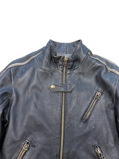 (L) Vintage Black Rain "Sex Drugs Rock & Roll" Leather Jacket