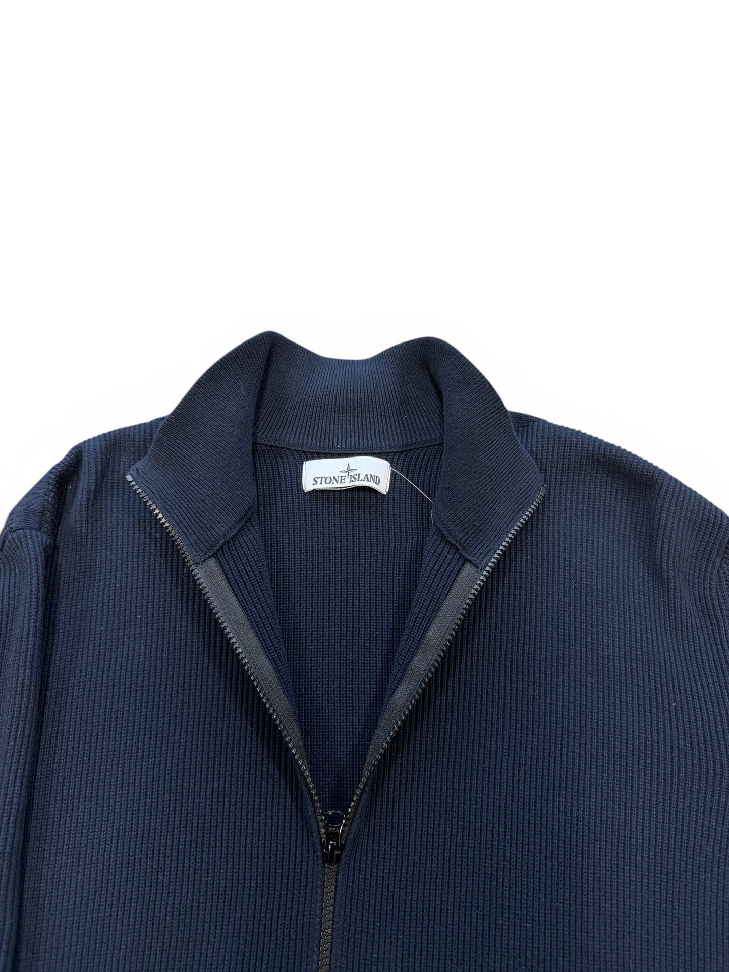 (XXL) Stone Island Ribbed Stand Collar Cardigan